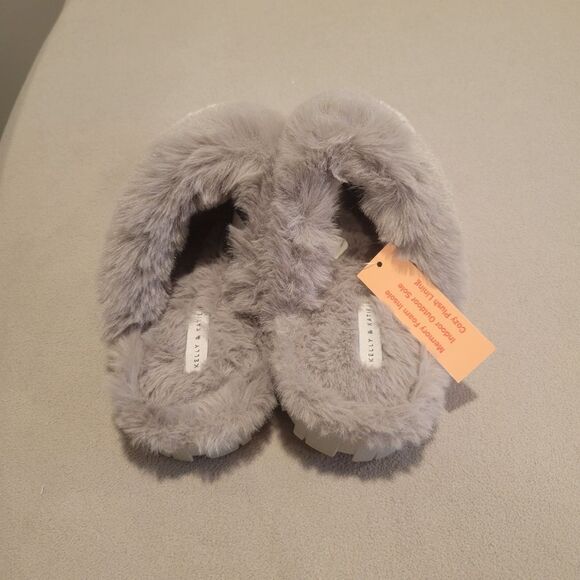 Vegan Fur Lined Slip-On Memory Foam Slippers Katie & Kelly Sz. M 7/8 - Picture 2 of 4